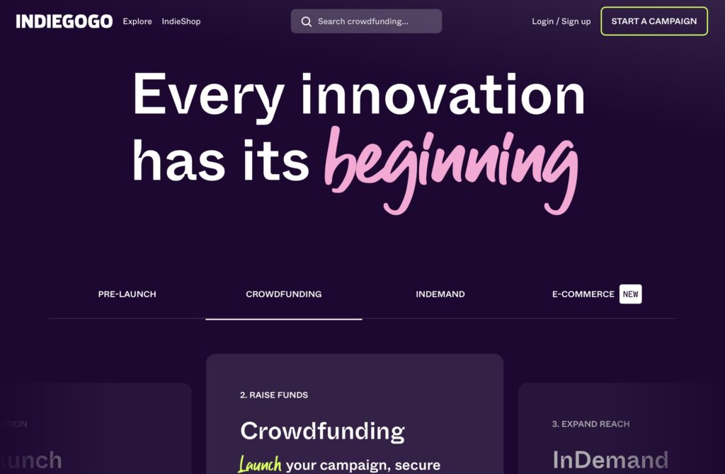 indiegogo crowdfunding platform