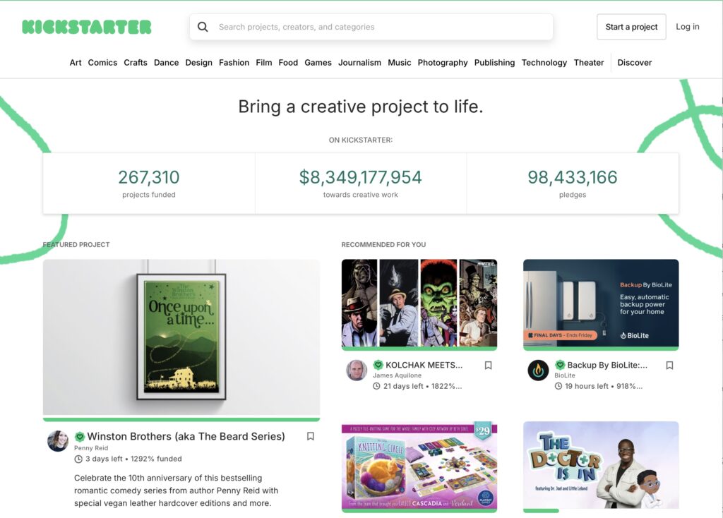 Kickstarter crowdfunding platform