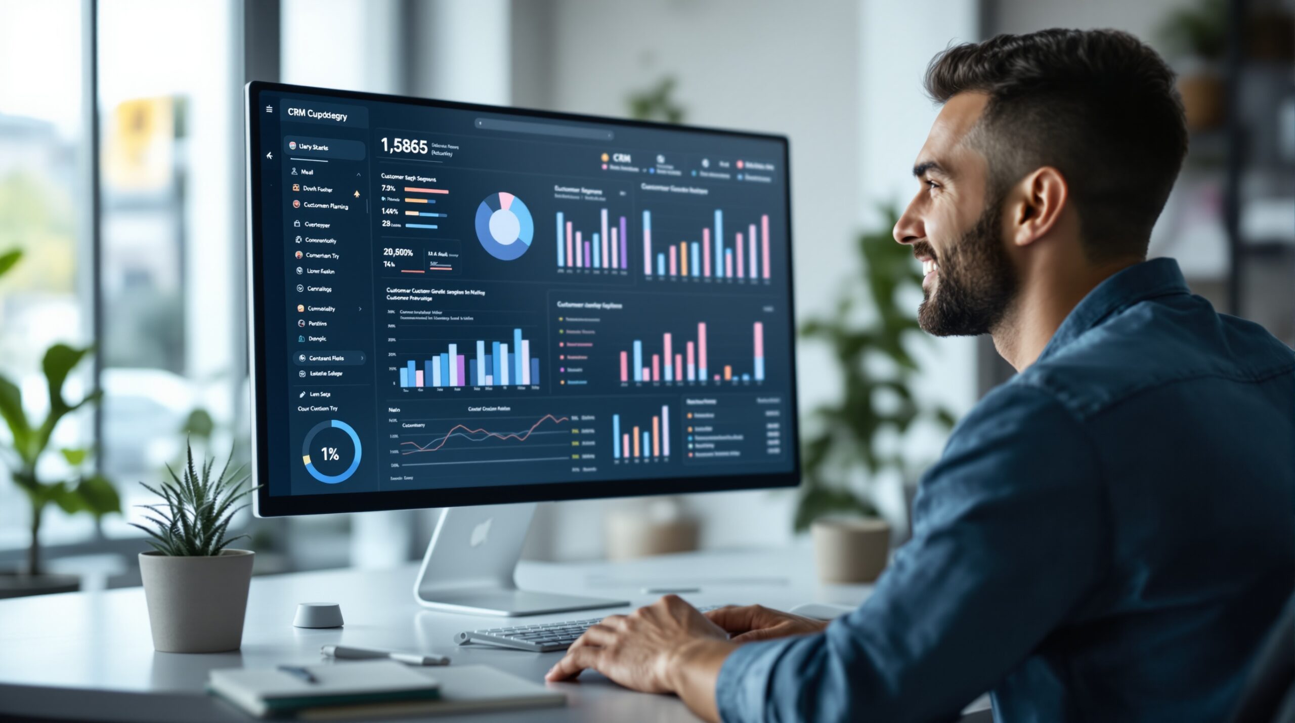 A strategic dashboard showing customer segments and business metrics for CRM planning